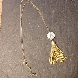 J Crew gold tassle necklace